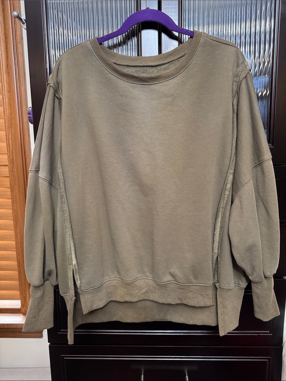 Women's Olive Green Sweatshirt Sweater - Classic Crewneck